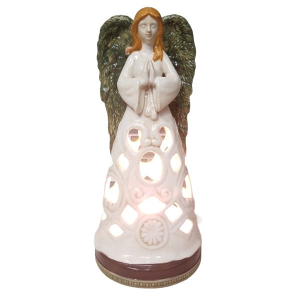Praying Winged Angel Illuminated Reticulated Skirt‎ Christmas Angel 10" - Picture 1 of 10